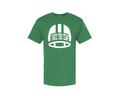 Green Tee with a white football helmet that says, "I hate this team" in white.